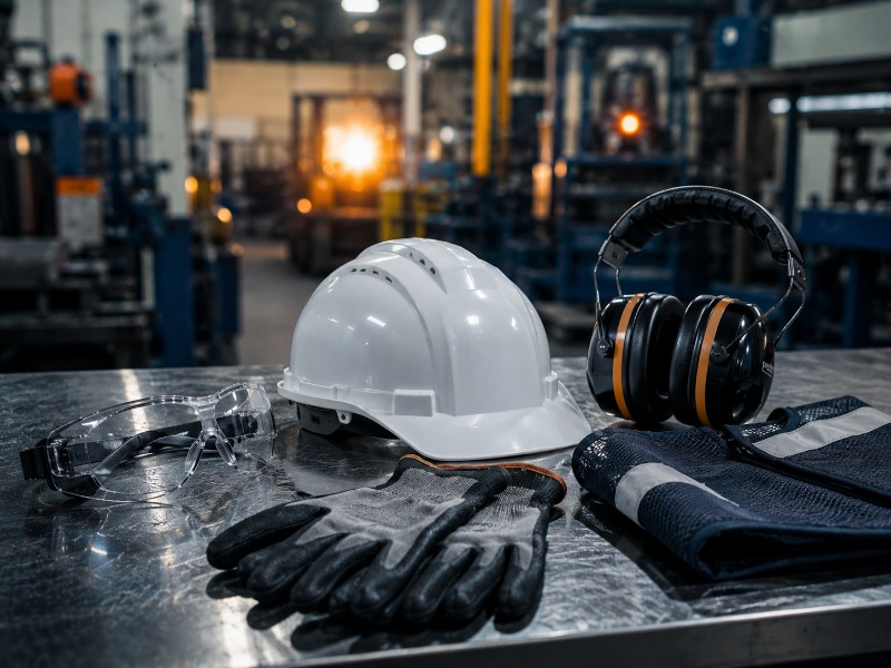 Equipo de seguridad industrial en planta